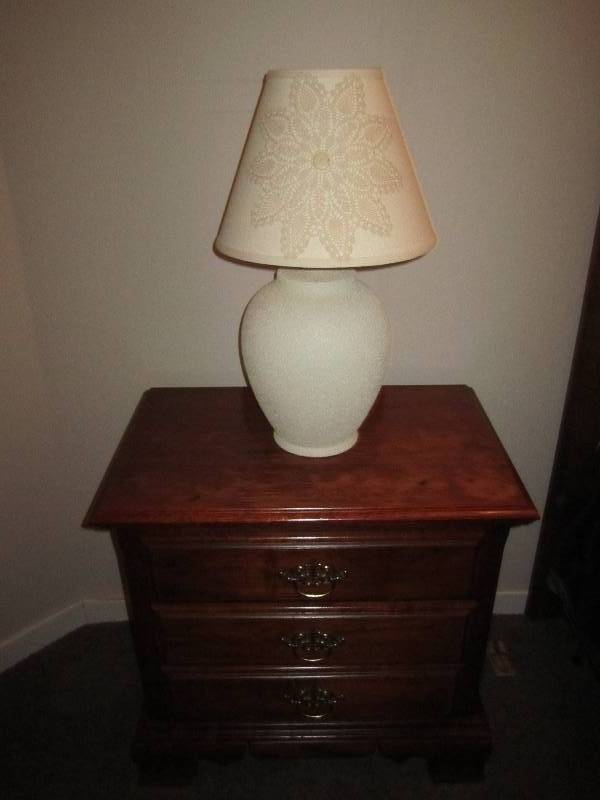 American Drew wood bedside stand, 2...