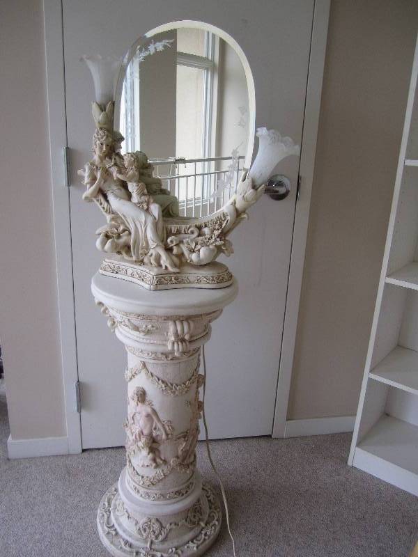 32 Tall pedestal plus 25 mirrored...