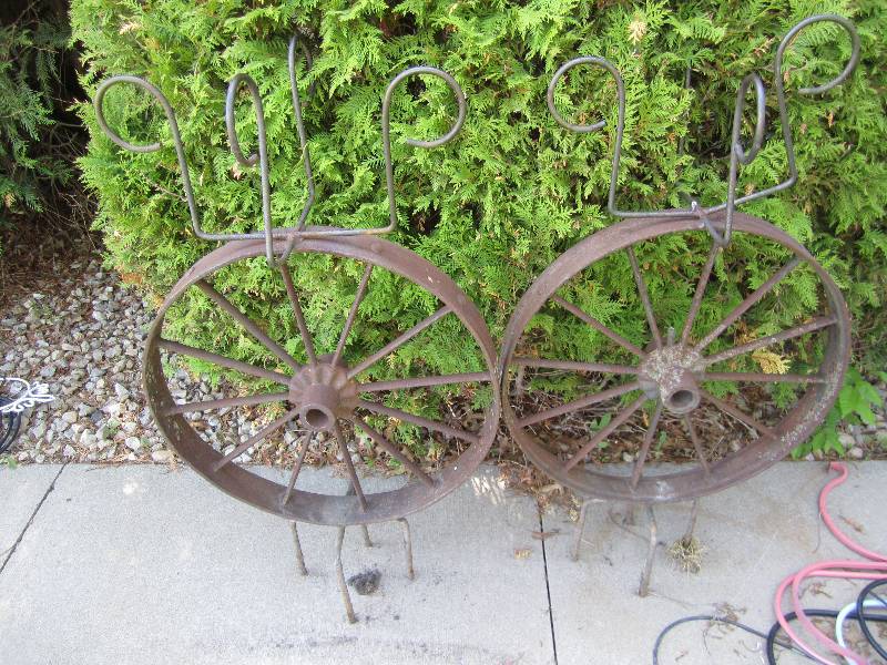Two 24 wagonwheels made into plant...