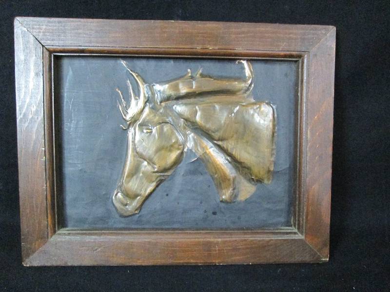 lot 132 image: Copper Relief Horses Head