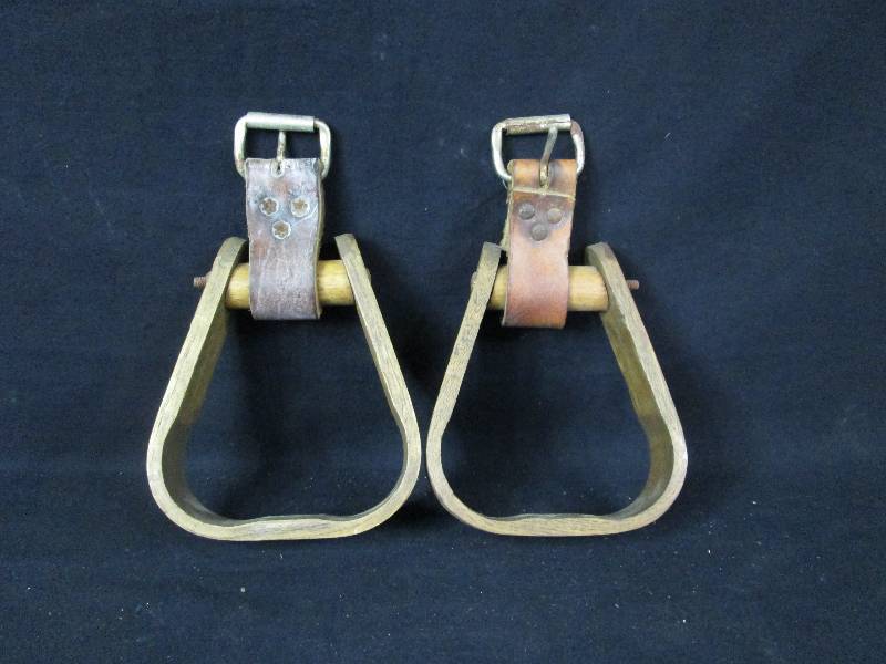 lot 143 image: 2 Wood Stirrups