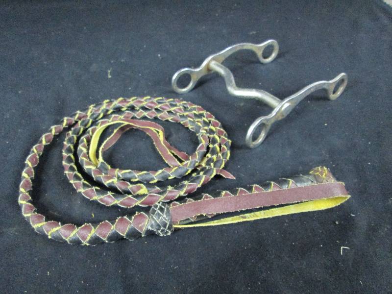 lot 144 image: Bridle Bit & Whip