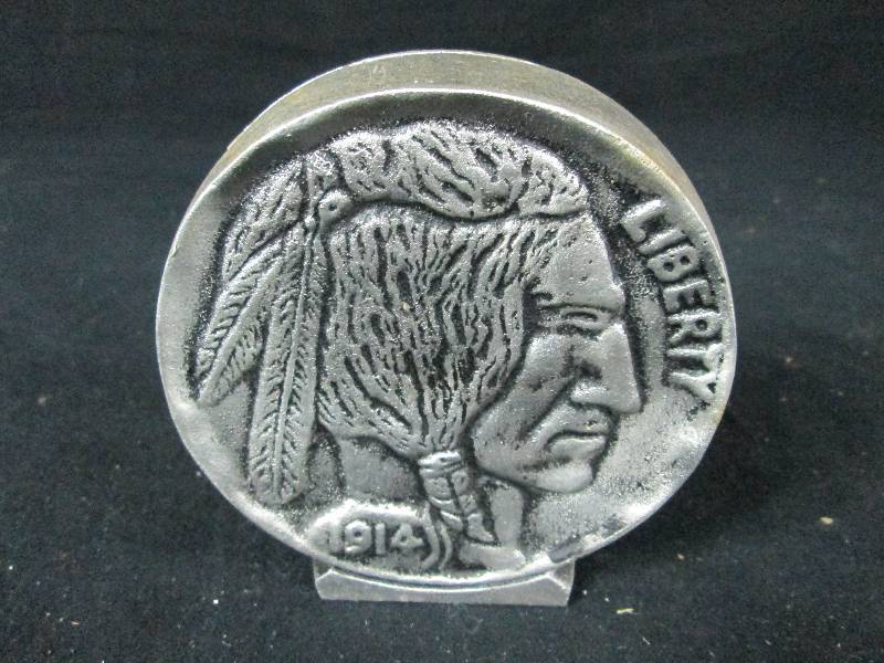 lot 151 image: Cast Standing Indian Nickel Coin Bank
