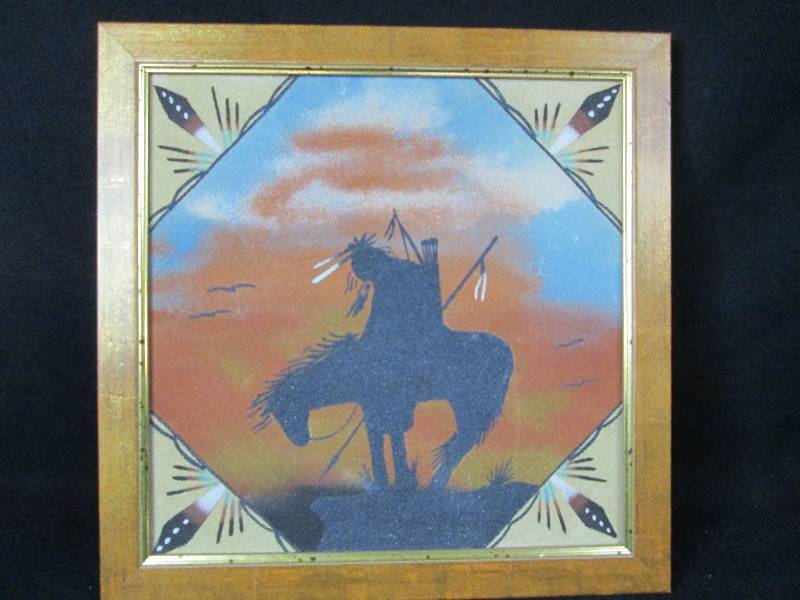 lot 169 image: Sand Painting End of The Trail Blue Back Ground