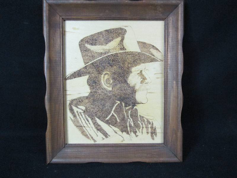 lot 178 image: Wood burning of a Cowboy