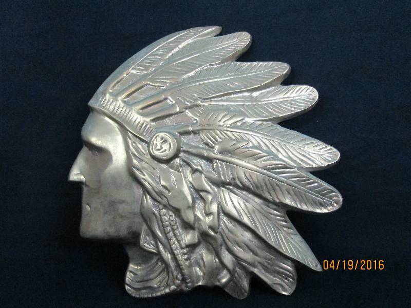 lot 6 image: Large Cast Brass Indian Head