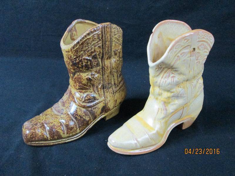 lot 58 image: 2 Pottery Cowboy Boots