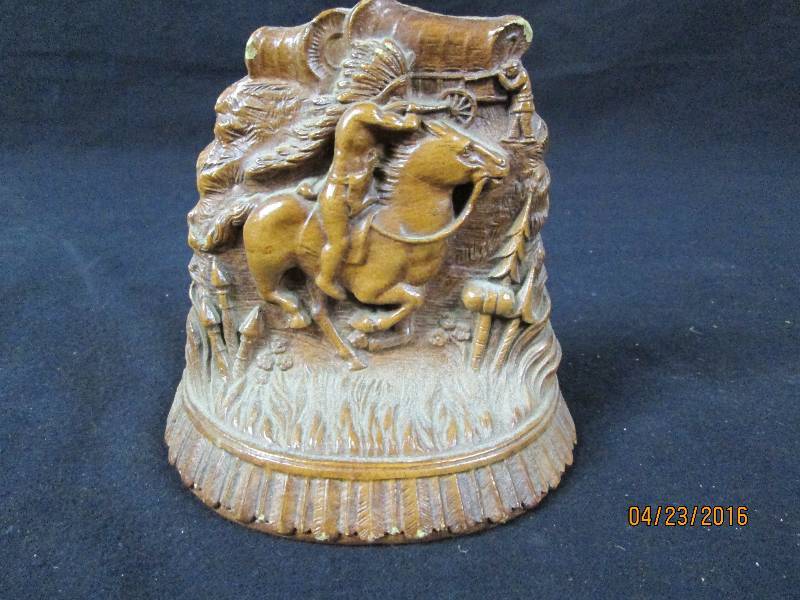 lot 84 image: Syroco Wood Indian Fight Bookend