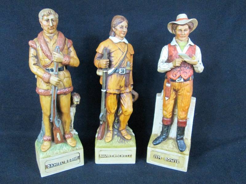 lot 242 image: Daniel Boone, David Crockett & Jim Bowie Decanters