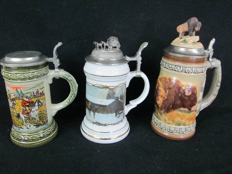lot 270 image: Covered Wagon & Stage Coach Beer Steins