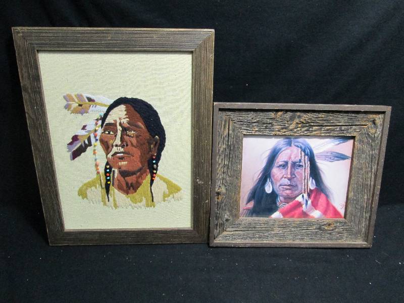 lot 313 image: Needle Point Indian & Picture