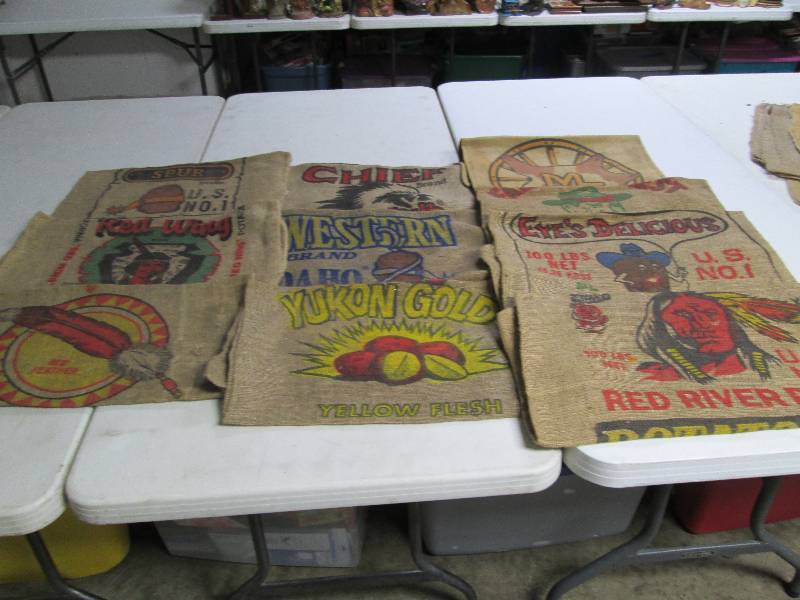 lot 340 image: 10 Assorted Burlap Potato sacks