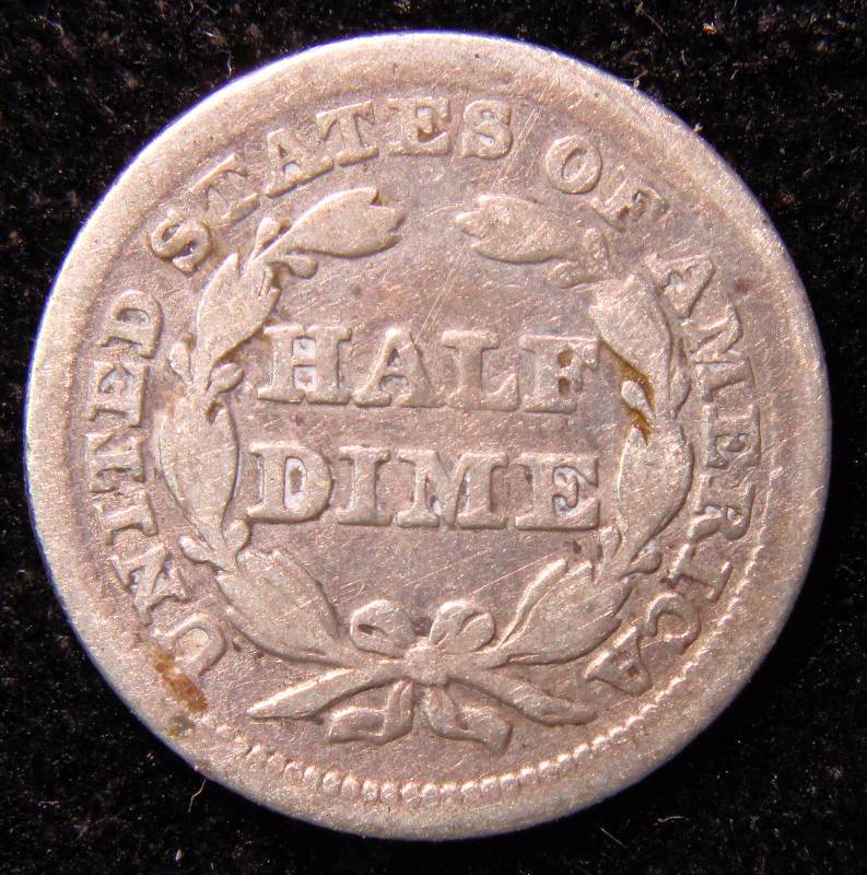 1857 US SEATED SILVER HALF DIME