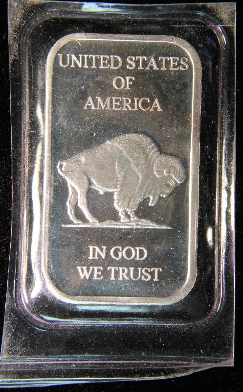 1 TROY OZ. .999 FINE SILVER BAR INDIAN BUFFALO DESIGN