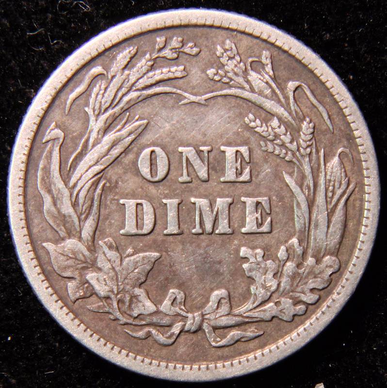 1914 BARBER SILVER DIME XF