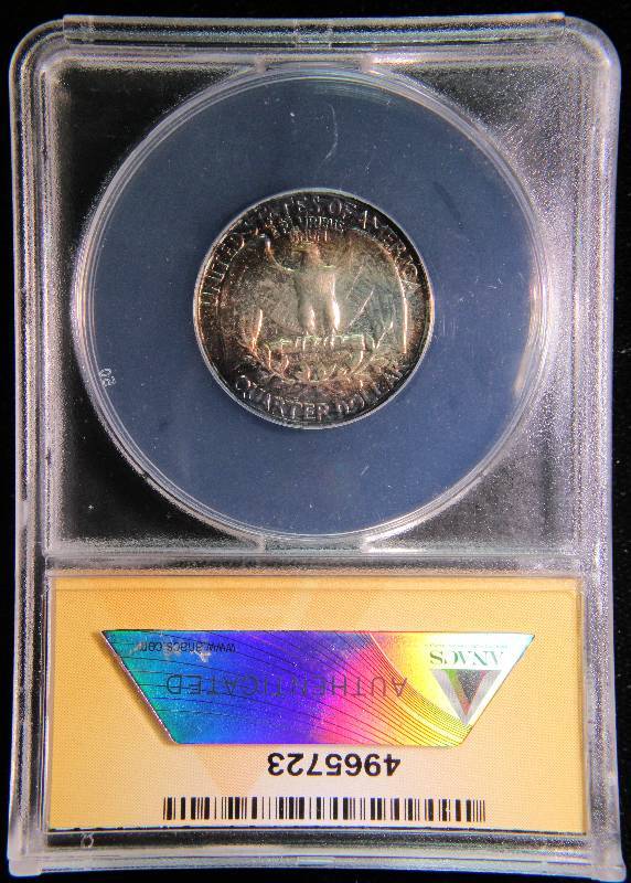1962 WASHINGTON SILVER QUARTER PROOF PF64 ANACS NICE TONING