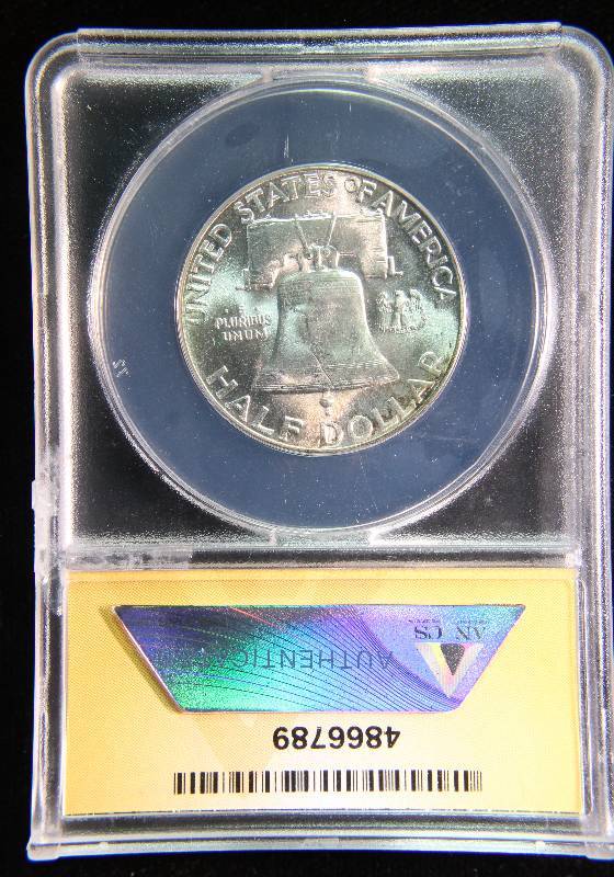1949 FRANKLIN SILVER HALF DOLLAR MS62FBL FULL BELL LINES ANACS
