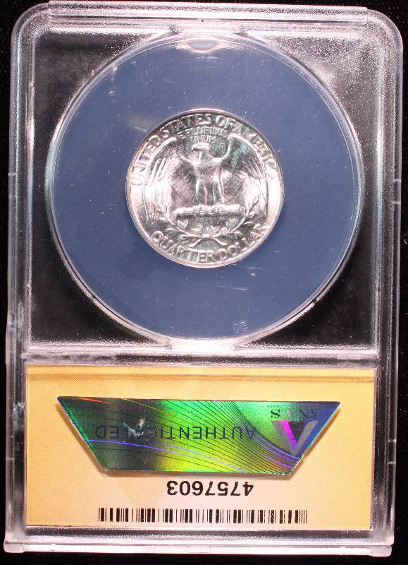 1953 WASHINGTON SILVER QUARTER MS64 ANACS