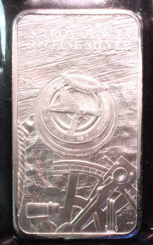 5 TROY Oz. .999 FINE SILVER BAR SILVERTOWNE PROSPECTOR DESIGN SEALED