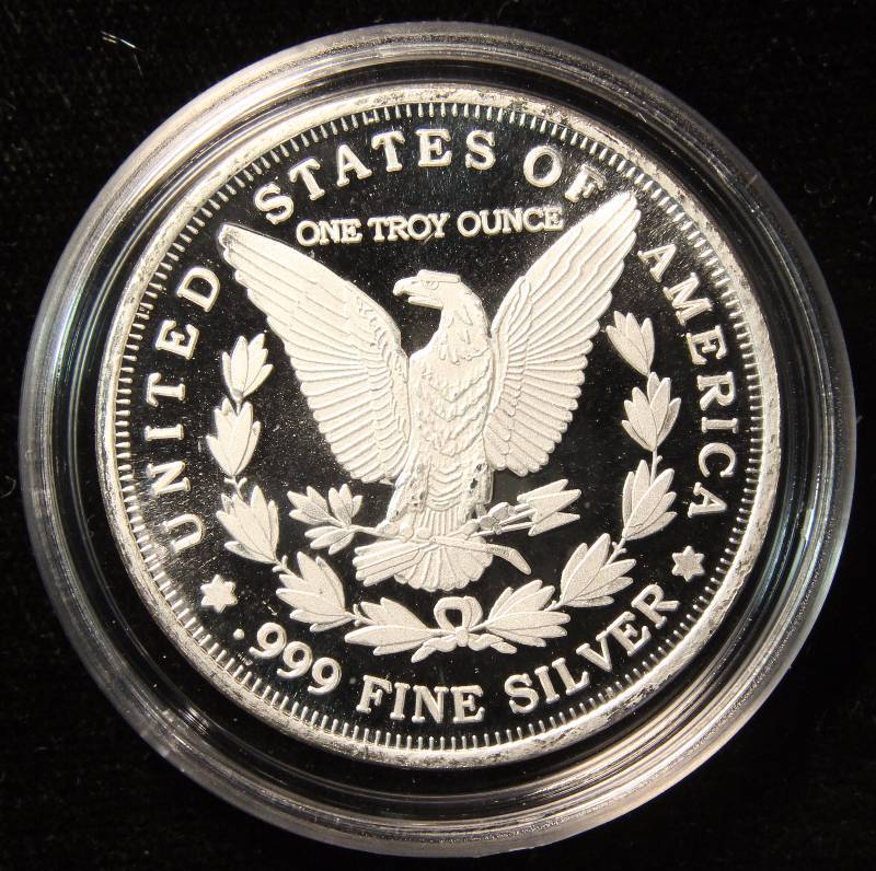 1 TROY Oz. .999 FINE SILVER ROUND MORGAN DOLLAR DESIGN IN AIRTITE HOLDER