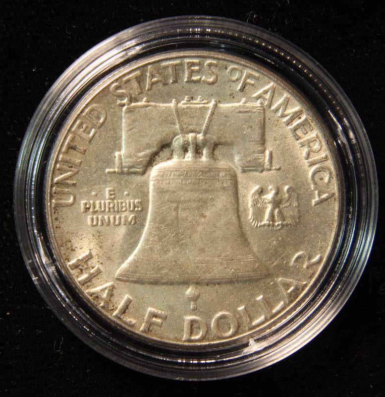 1963 FRANKLIN SILVER HALF DOLLAR AU IN AIRTITE HOLDER