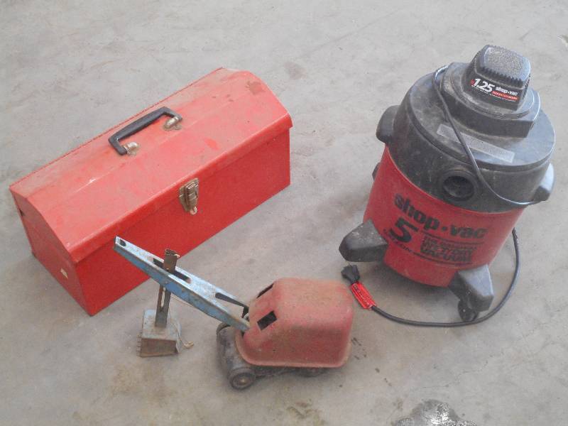 lot 57 image: Lot Of Steel Toolbox, Antique Toy,...