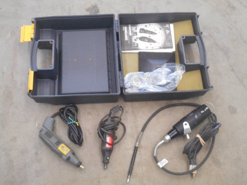 lot 67 image: (3) Rotary Tools With Case & Assort...