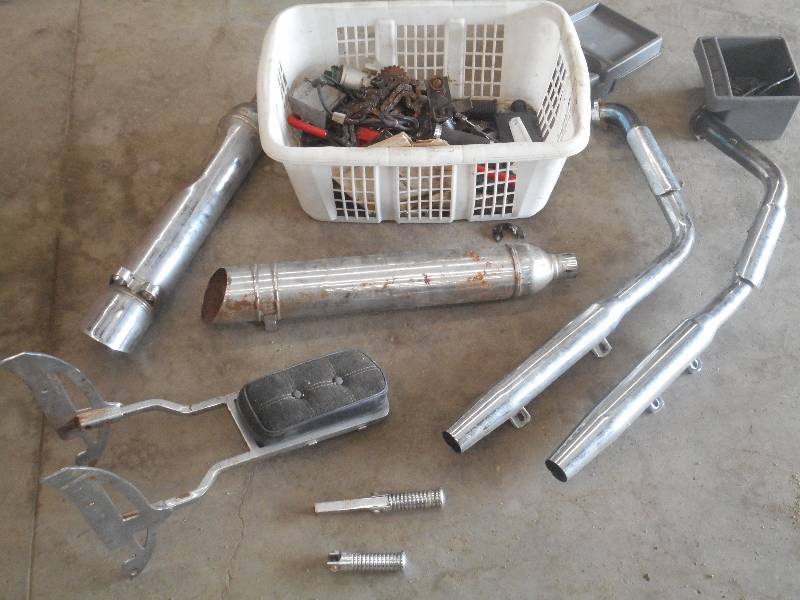 lot 72 image: Tote Of Assorted Motorcycle Parts &...