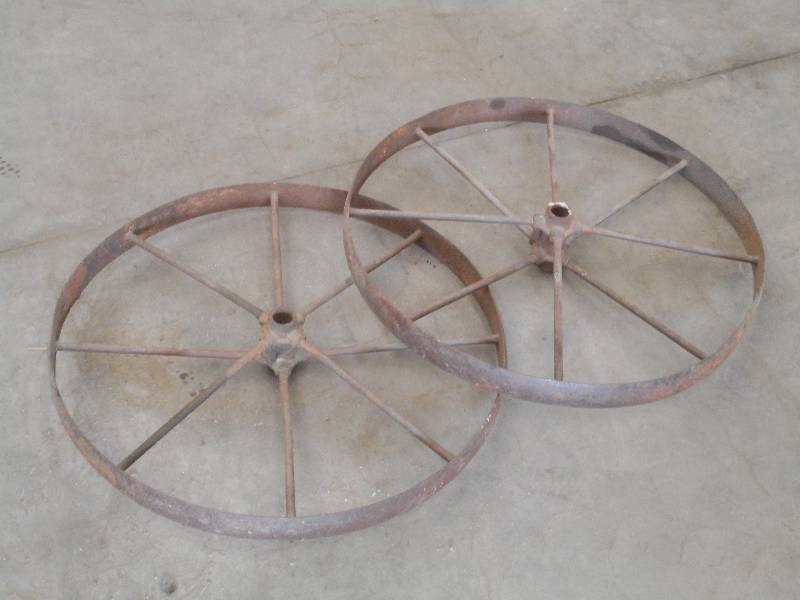lot 100 image: Pair Of Small Steel Wagon Wheels ...