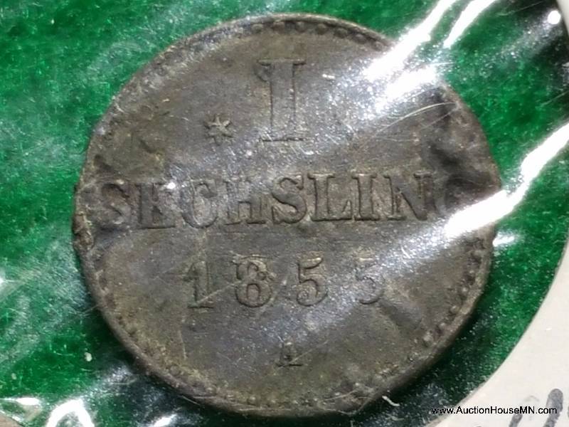 1855 Silver German Hamburg Sechsling