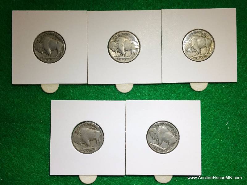 (5) 1920s Buffalo Nickels