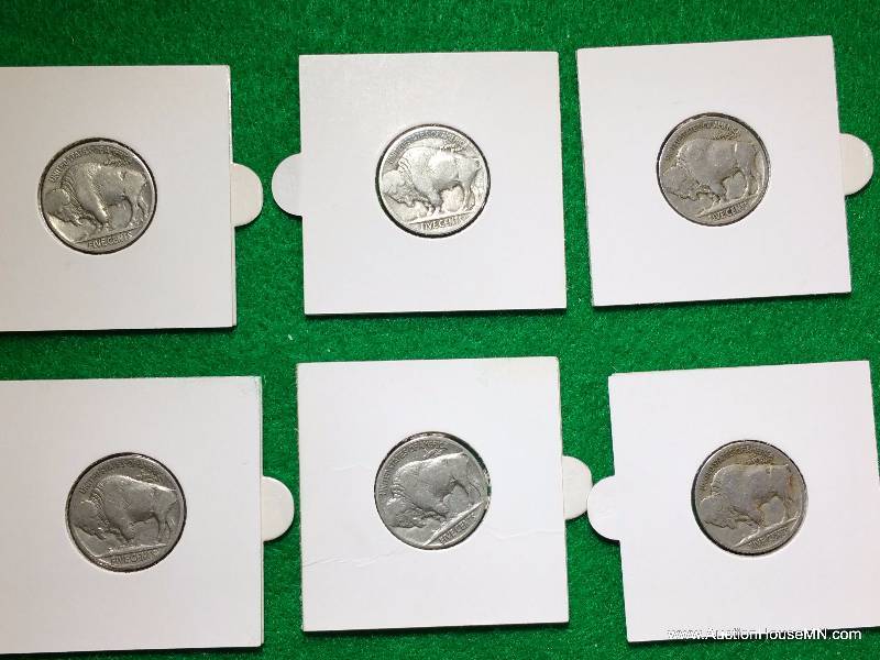 (6) 1927 Buffalo Nickels
