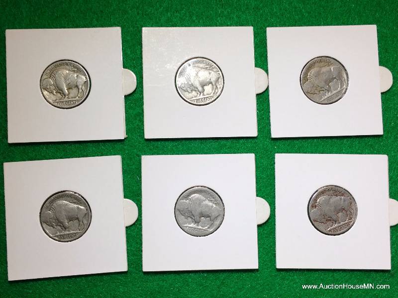 (6) 1927 Buffalo Nickels