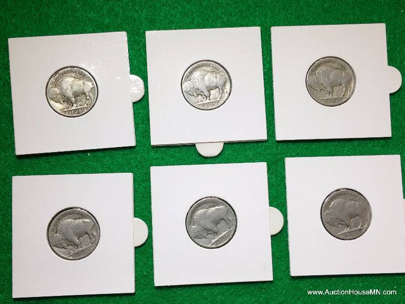 (6) 1927 Buffalo Nickels
