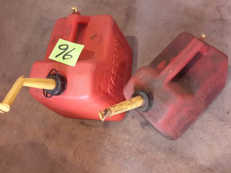 lot 96 image: 2 Plastic Gas Containers. 5 14 Gallons, 2 12 gallons