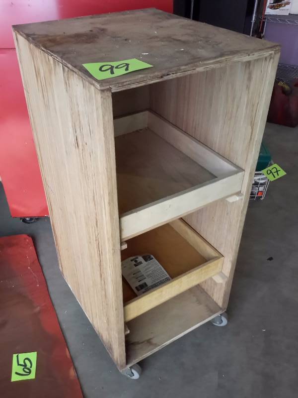 lot 99 image: Wood Cabinet with 2 drawerstrays.. Solid wood