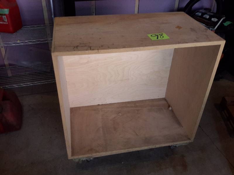 lot 98 image: Wood cabinetplus rolling cart