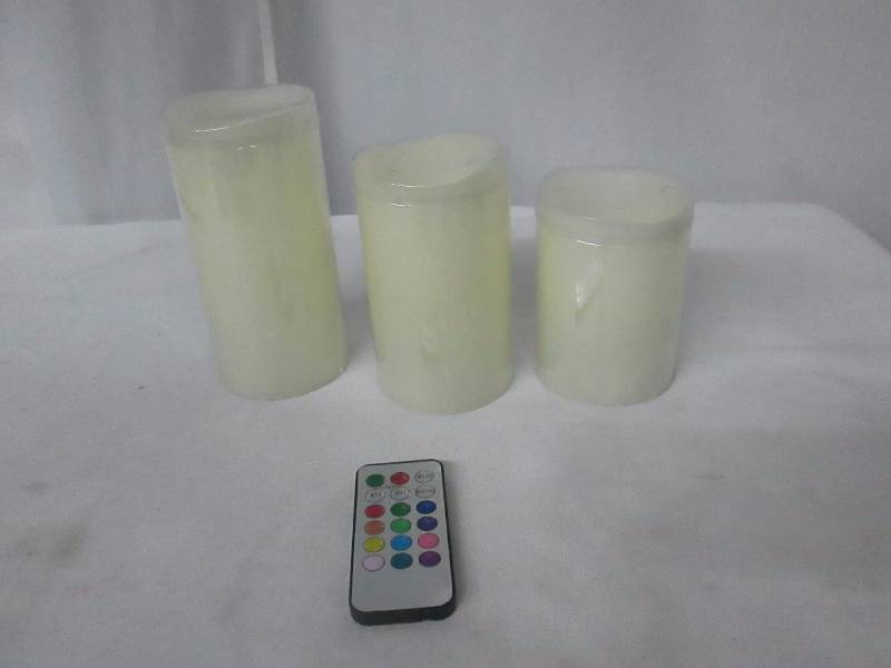 lot 76 image: Alcove 3-pc. Color-Changing Flameless LED Candle Set