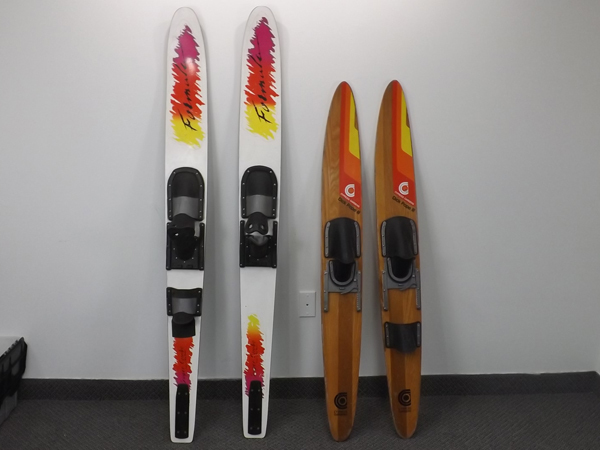 lot 18 image: 2 Sets of Vintage Wooden Water Skis