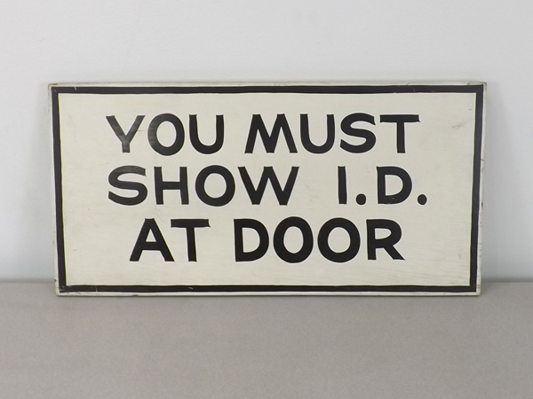 lot 31 image: Vintage Painted Wood Show ID Bar Sign