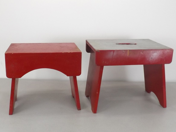 lot 37 image: 2 Vintage Red Painted Step Stools