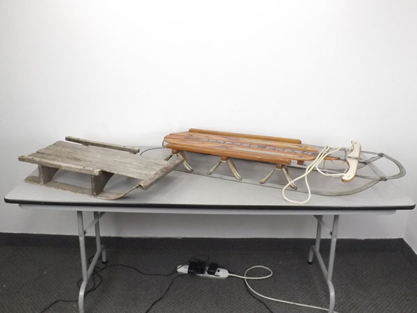 lot 42 image: Pair of Vintage Wooden Sleds