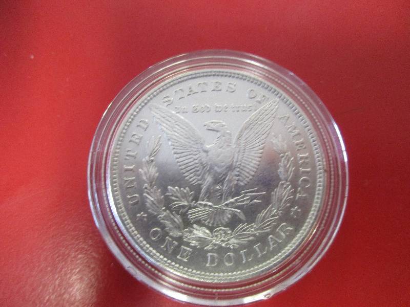 1878-P 8 Tail Feather Variety Morgan Silver Dollar in AU Condition in protective capsule  Very nice coin