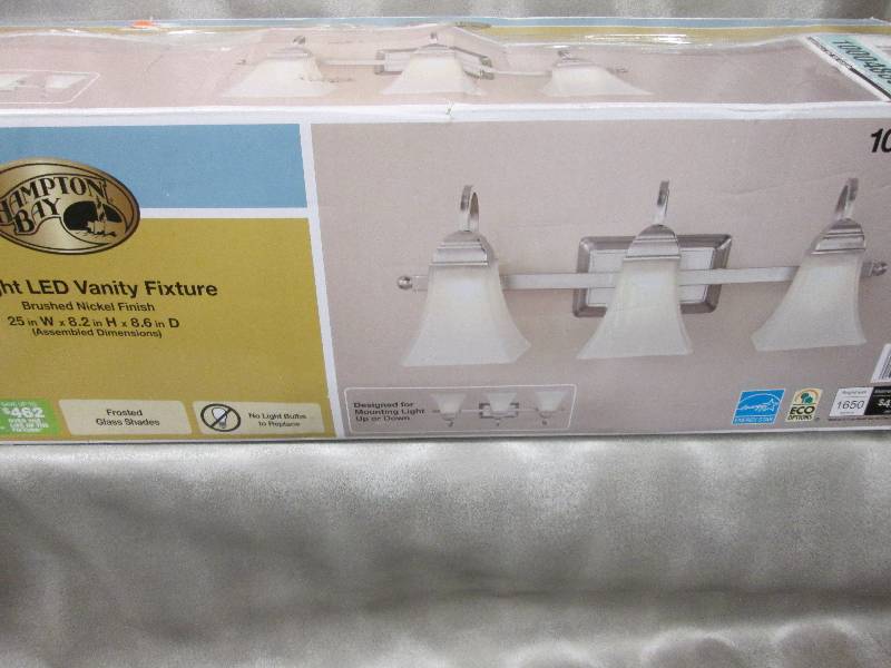 Hampton Bay 3-Light Brushed Nickel ...