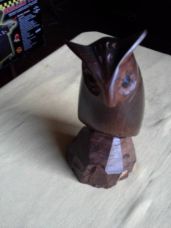 SOLID WOOD HAND CARVED OWL