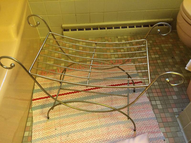 Metal Seat, Pillow and Rug