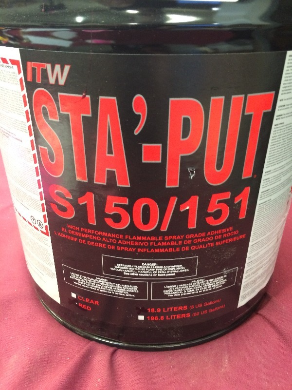 lot 32 image: Sta-put  s150151 spray pot adhesive  approx. 3 gallons