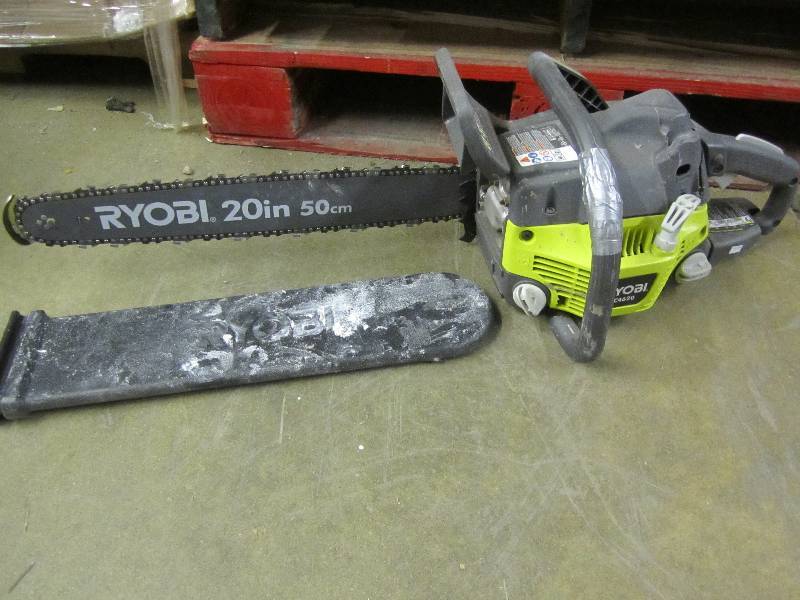 lot 16 image: Ryobi 20 chainsaw with new bar and...