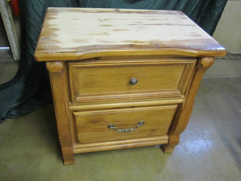 lot 39 image: Wood night stand, 28 x 17 top.  To...