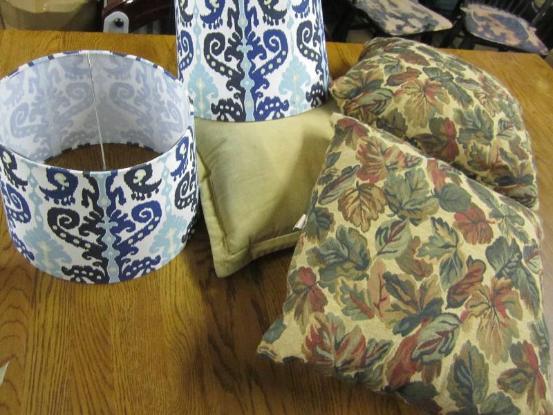lot 55 image: Lamp shades and pillows...